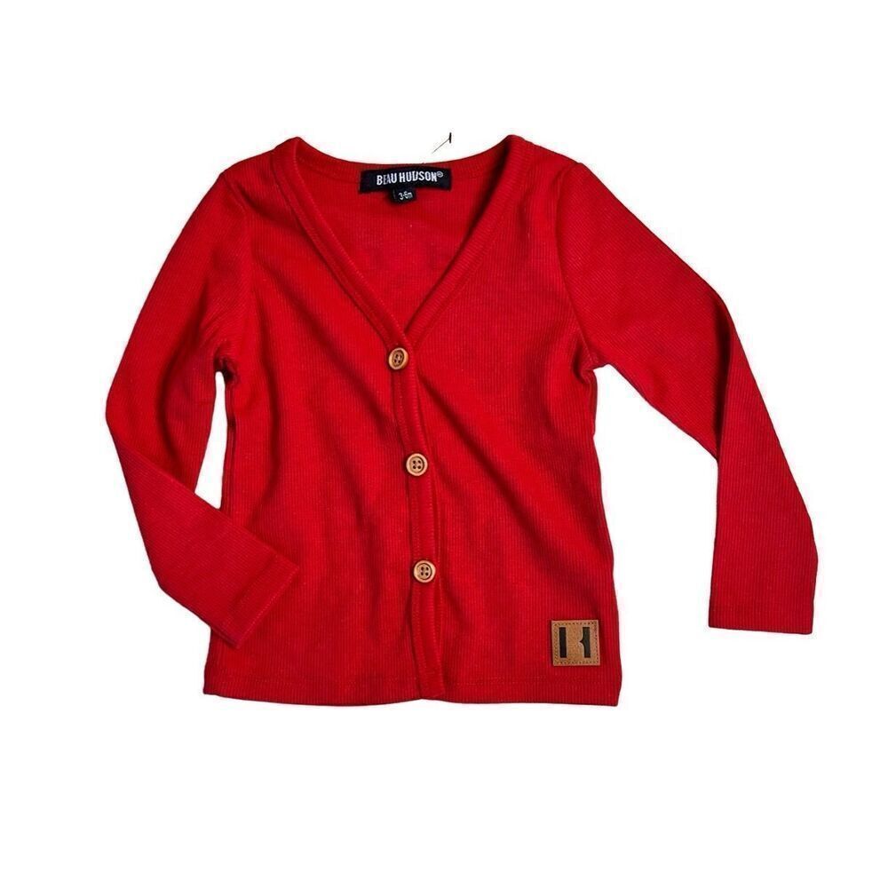Beau Hudson Red Ribbed Knit Cardigan Unisex Infant 3-6 months NWOT Button Front